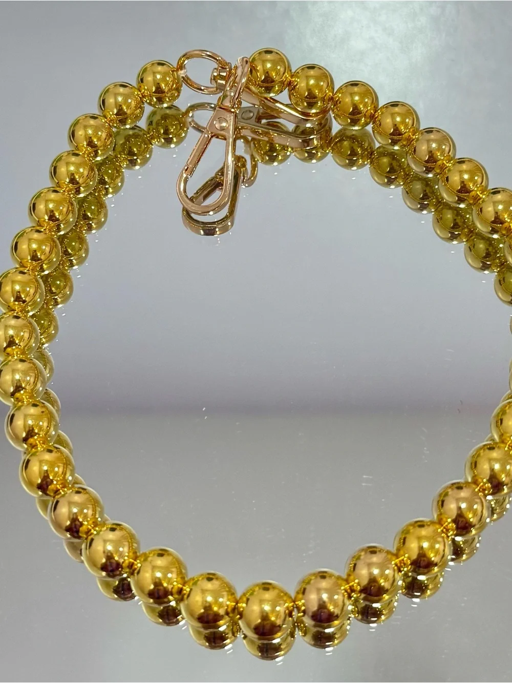 New Slim Gold Bead Bag Chain 18 inches